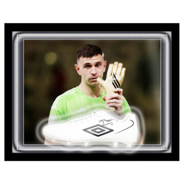 Signed Emiliano Martinez Boot Framed Dome - World Cup Winner 2022