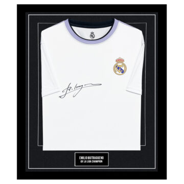 Signed Emilio Butragueno Framed Shirt - 6 x La Liga Champion