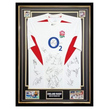 Signed England Rugby Framed Shirt - RWC Winners 2003 Jersey