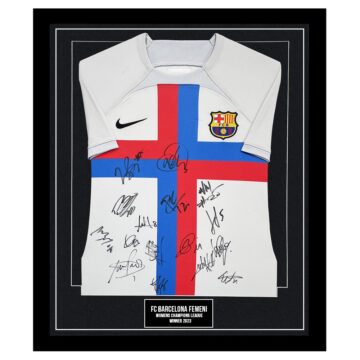 Signed FC Barcelona Femeni Framed Shirt - Women's Champions League Winners 2023