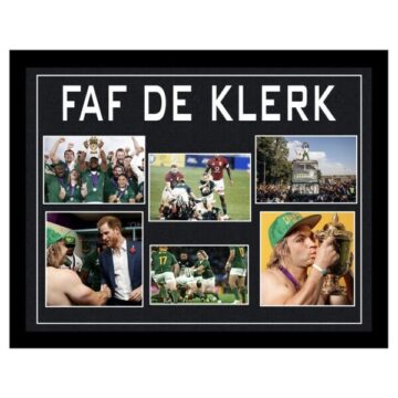 Signed Faf De Klerk Large Display Framed - Springboks Icon