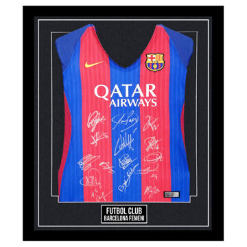 Signed Futbol Club Barcelona Femeni Framed Shirt - Liga F Squad Autograph