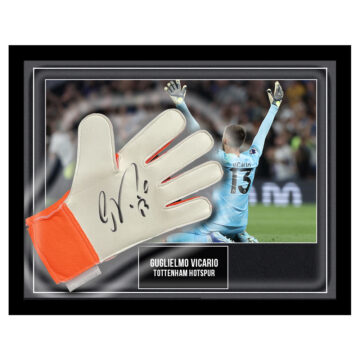 Signed Guglielmo Vicario Framed Glove - Tottenham Hotspur Icon