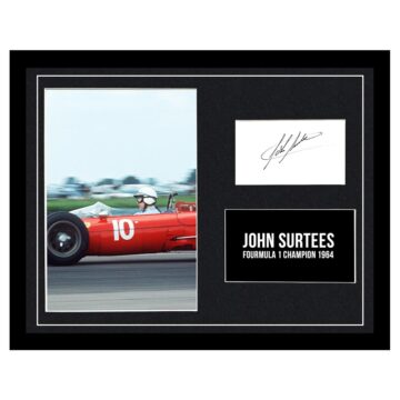 Signed John Surtees Framed Photo Display - Formula 1 Champion 1964