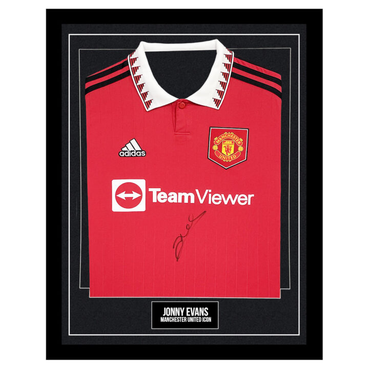 Signed Jonny Evans Framed Shirt - Manchester United Football Club