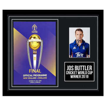 Signed Jos Buttler Framed Programme Display - CWC Winner 2019