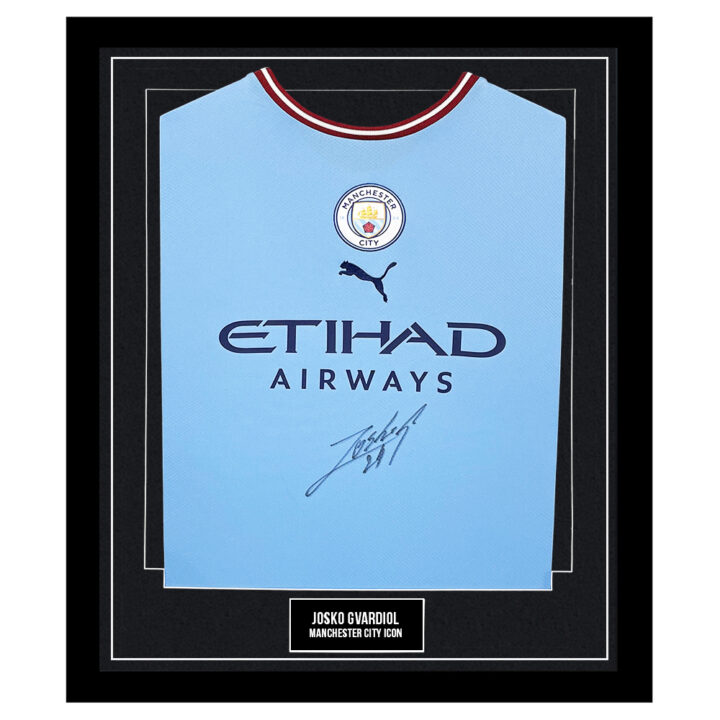 Signed Josko Gvardiol Framed Shirt - Manchester City Icon