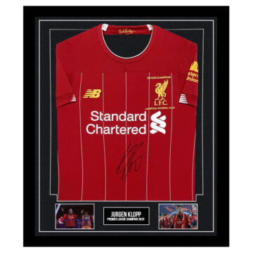 Signed Jurgen Klopp Framed Shirt - Premier League Champions 2020