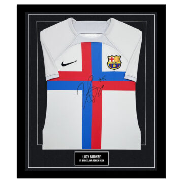 Signed Lucy Bronze Framed Shirt - FC Barcelona Femeni Icon