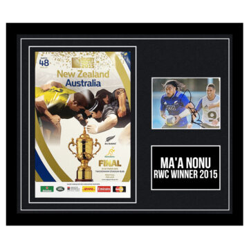 Signed Ma'a Nonu Framed Photo Display - 18x12 RWC Winner 2015