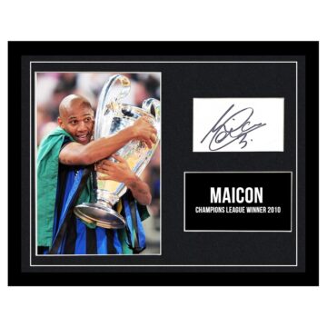 Signed Maicon Framed Photo Display - Champions League Winner 2010