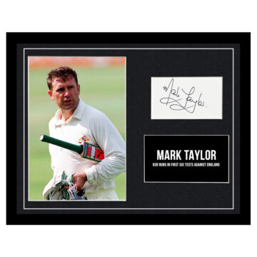 Signed Mark Taylor Framed Photo Display - 16x12 Australia Cricket Icon