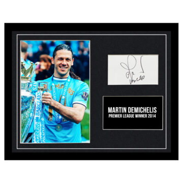 Signed Martin Demichelis Framed Photo Display - 16x12 Premier League Winner 2014