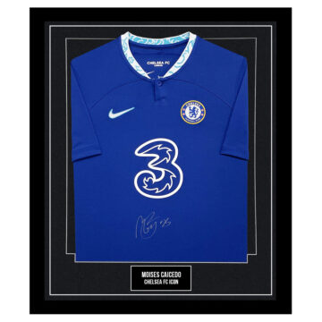 Signed Moises Caicedo Framed Shirt - Chelsea FC Icon