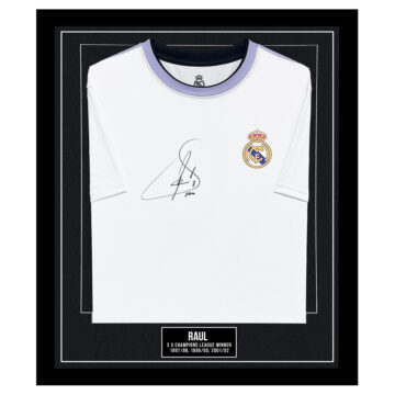 Signed Raul Framed Shirt - 3 x Champions League Winner