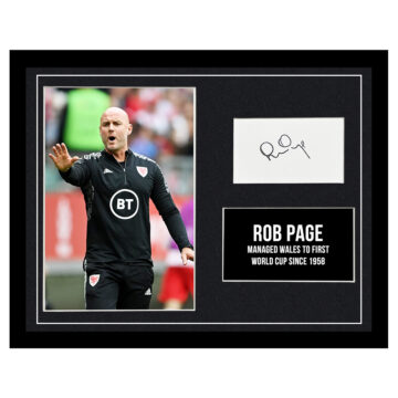 Signed Rob Page Framed Photo Display - 16x12 Wales Manager