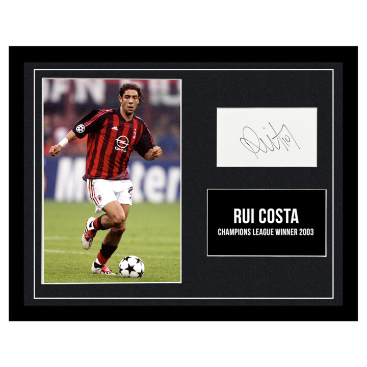 Signed Rui Costa Framed Photo Display - Champions League Winner 2003