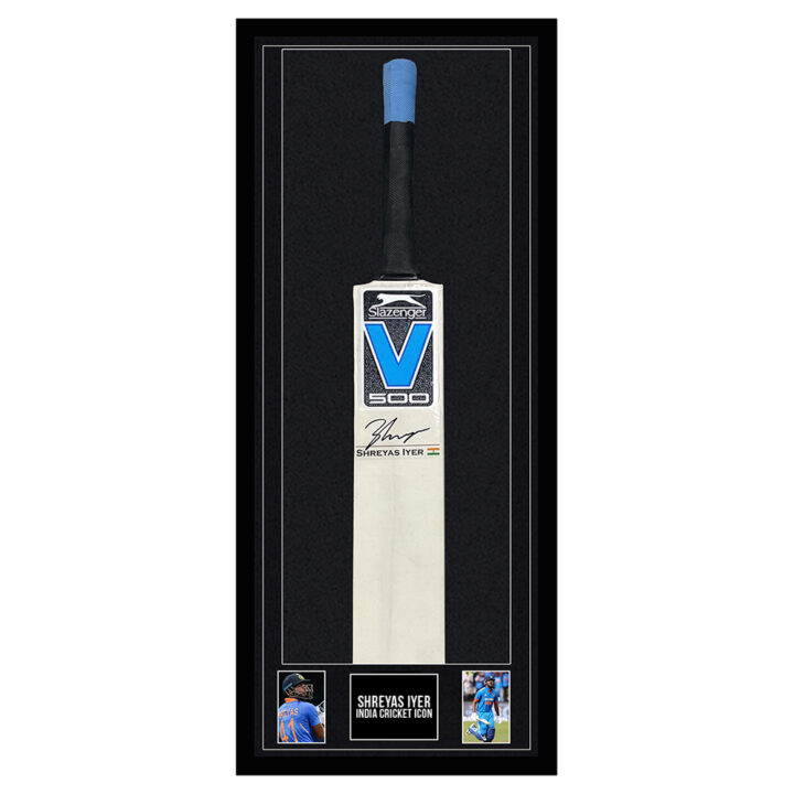 Signed Shreyas Iyer Framed Bat - India Cricket Icon