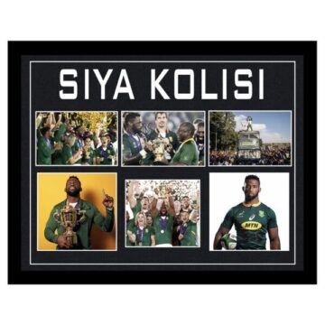 Signed Siya Kolisi Framed Display - Springboks RWC 2019 Winners Icon