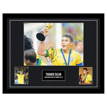 Signed Thiago Silva Large Framed Photo Display - Confederations Cup Winner 2013