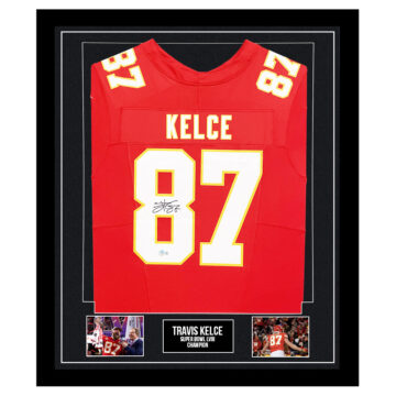 Signed Travis Kelce Framed Jersey - Super Bowl LVIII Champion