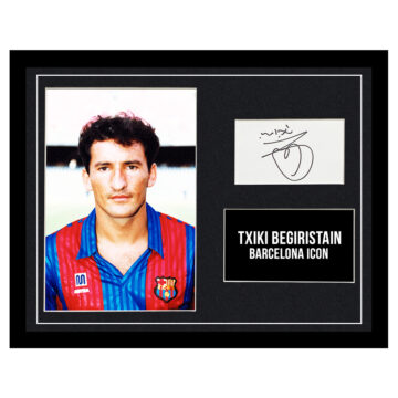 Signed Txiki Begiristain Framed Photo Display - Barcelona Icon