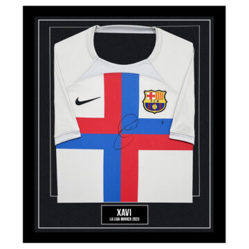 Signed Xavi Framed Shirt - La Liga Winner 2023