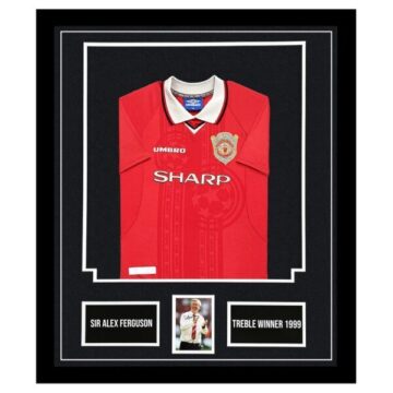 Sir Alex Ferguson Signed Framed Display Shirt - Treble Winner 1999