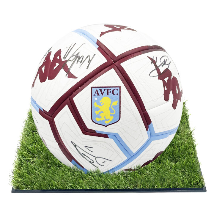 Signed Aston Villa FC Framed Football – Watkins, Cash & Mcginn