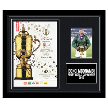 Signed Bongi Mbonambi Framed Programme Display - RWC Winner 2019