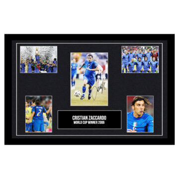 Signed Cristian Zaccardo Framed Display 18x12 - World Cup Winner 2006