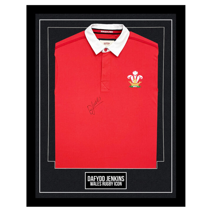 Signed Dafydd Jenkins Framed Shirt - Wales Rugby Icon