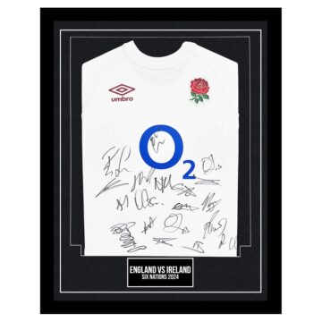 Signed England Rugby Framed Shirt – England vs Ireland Six Nations 2024