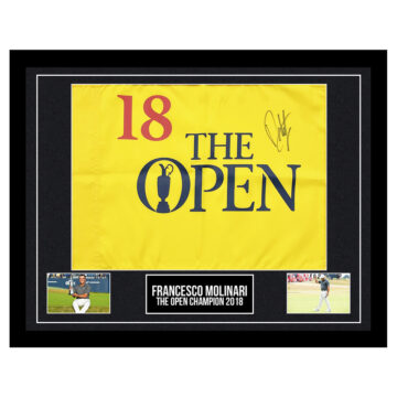 Signed Francesco Molinari Framed Pin Flag - The Open Champion 2018