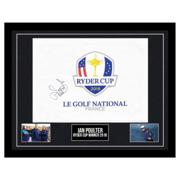 Signed Ian Poulter Framed Pin Flag - Ryder Cup Winner 2018