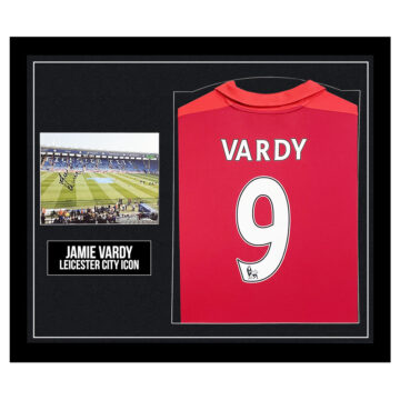 Signed Jamie Vardy Framed Display Shirt - Leicester City Icon