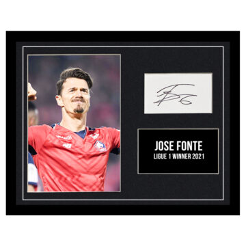 Signed Jose Fonte Framed Photo Display - Ligue 1 Winner 2021