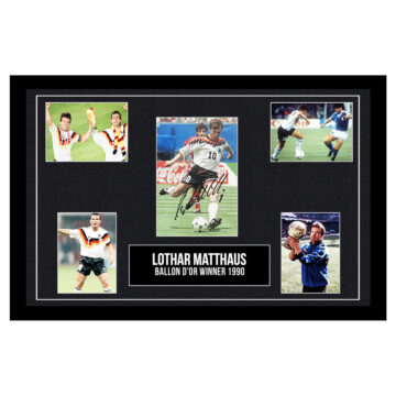 Signed Lothar Matthaus Photo Display 18x12 - Ballon d'Or Winner 1990