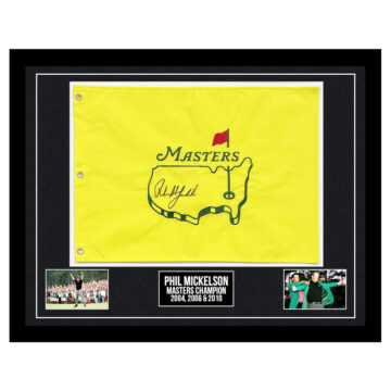 Signed Phil Mickelson Framed Pin Flag - The Masters Champion 2004, 2006 & 2010