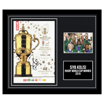 Signed Siya Kolisi Framed Programme Display - Rugby World Cup Winner 2019