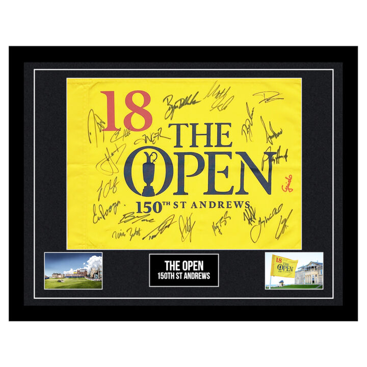 Signed The Open Framed Pin Flag - St Andrews 150th Championship 2022