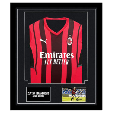 Signed Zlatan Ibrahimovic Framed Display Shirt - AC Milan Icon