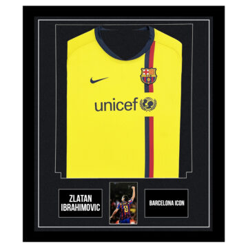 Signed Zlatan Ibrahimovic Framed Display Shirt - FC Barcelona Icon